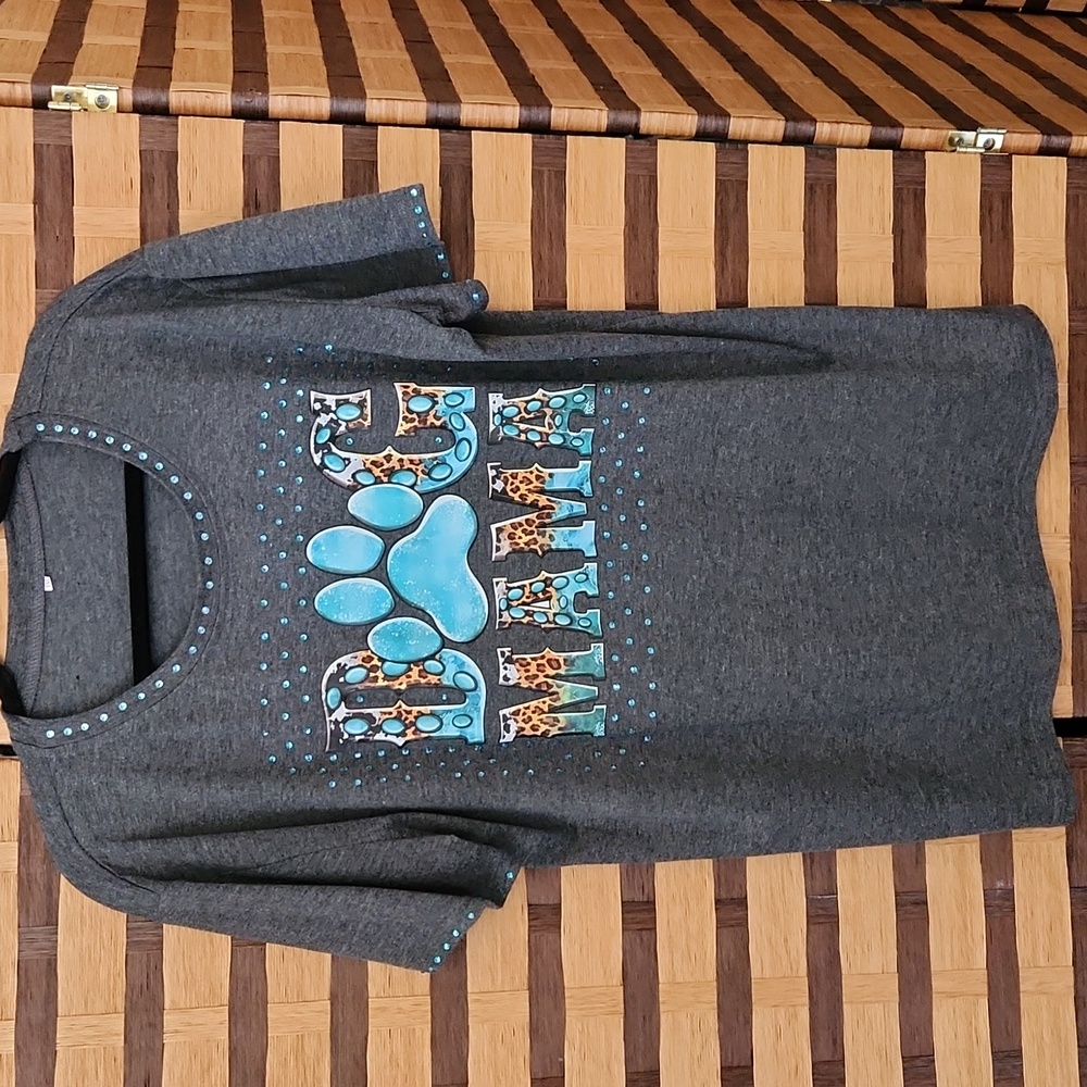 NWOT! Custom Dog mama tshirt with diamonds - Picture 2 of 8